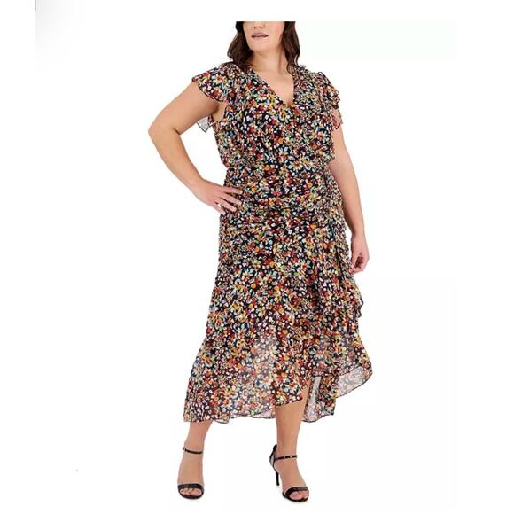 Tahari by ASL Dresses & Skirts - Tahari ASL Women's Hi-Low Short Sleeve V-Neck A-Line Dress Plus Size 18W